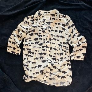 3/4 sleeve blouse with Bear motif🐼